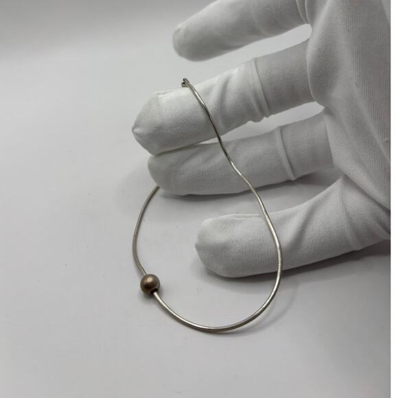 925 Liquid Silver Chain Bracelet or Anklet with Bead – 9 in - Picture 4 of 6